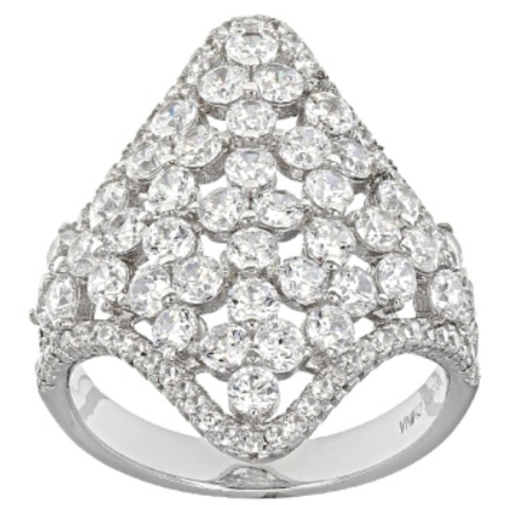 White CZ Sterling ring NIB SZ 6